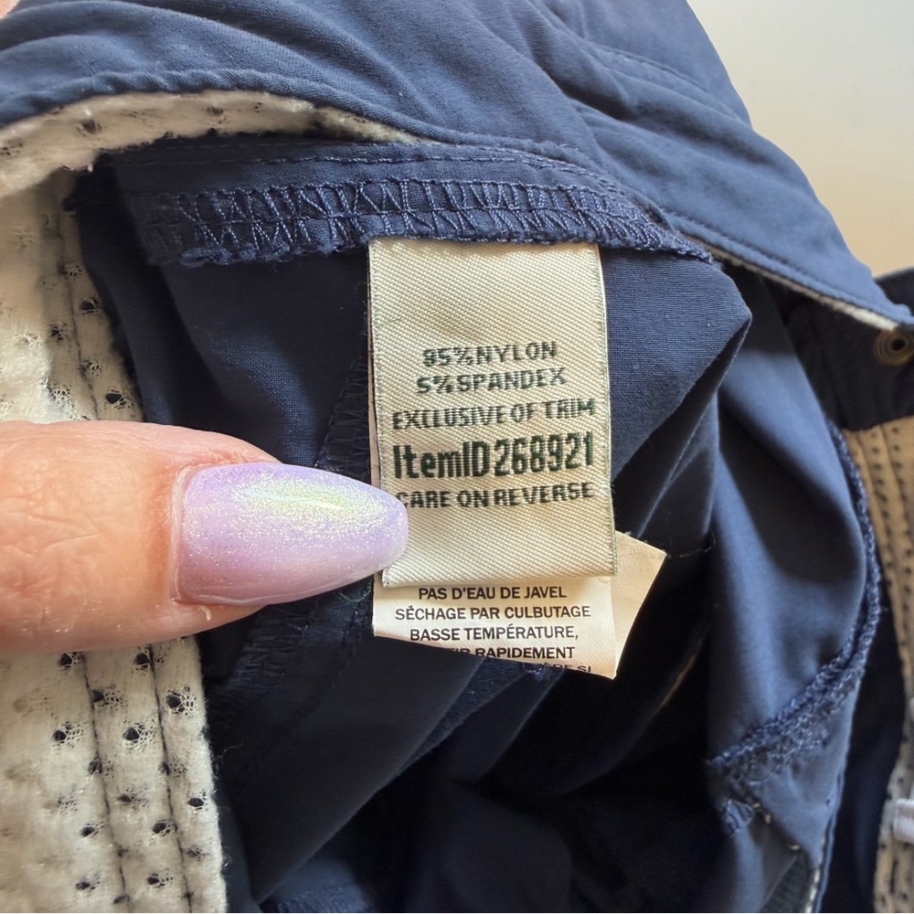 LL Bean Trek Trail Shorts Blue Womens Mid Rise Bermuda Hiking Camping size 10 - Picture 8 of 11